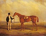 John Ferneley Snr Canvas Paintings - A Gentleman Holding Dangerous, the Winner of the 1833 Derby